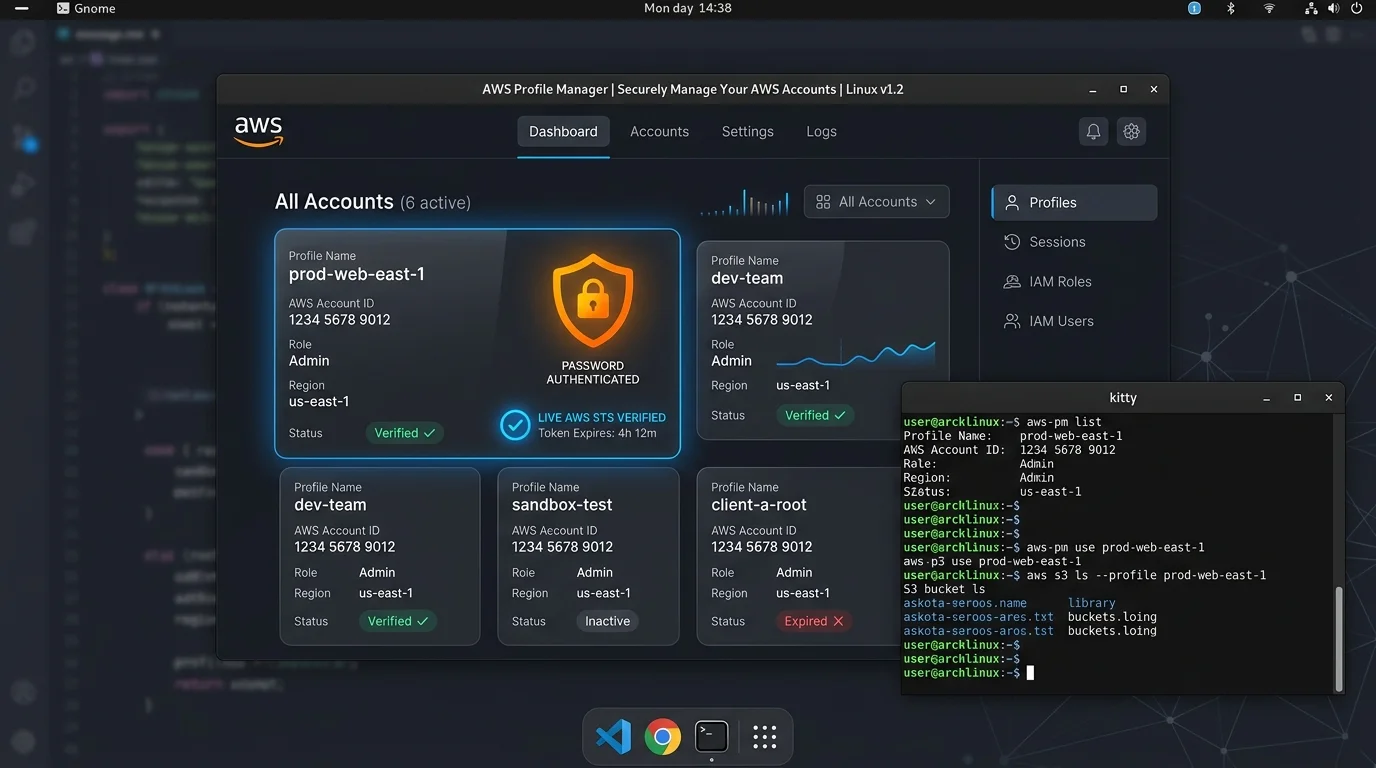 AWS Profile Manager Secure Linux Desktop Application by Dendrite Technologies